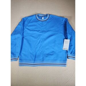 Lululemon Perfectly Oversized Ringer Crew Sweatshirt Women's Size L Blue Office